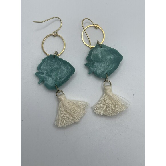 Handmade Polymer Clay Fish Fringe Tassel Dangle Earrings New - Picture 6 of 7